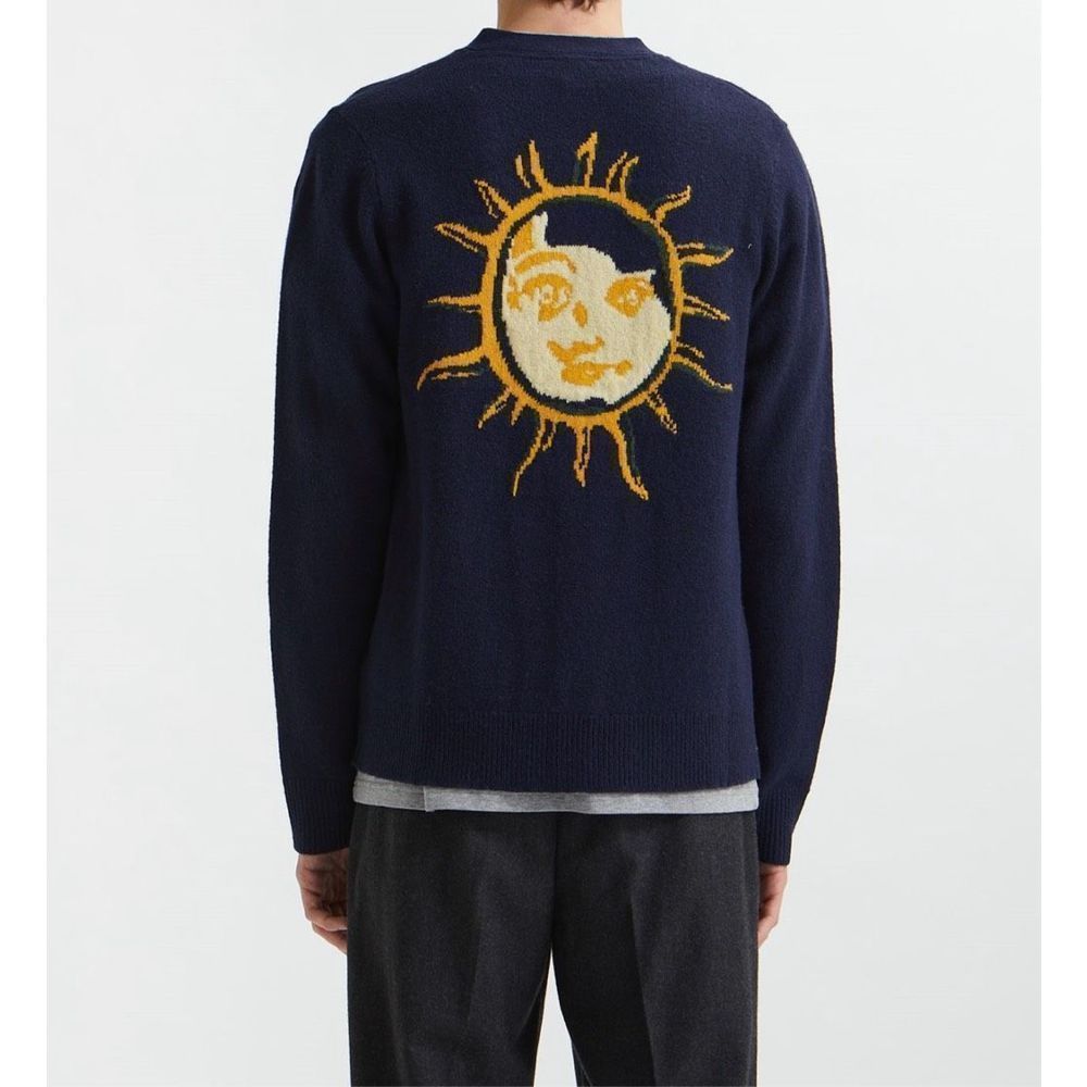Wood Wood Navy Cardigan with Sun Design